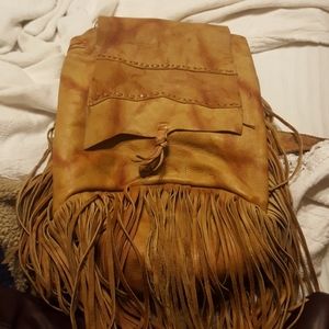 Free People Leather Fringe Backpack